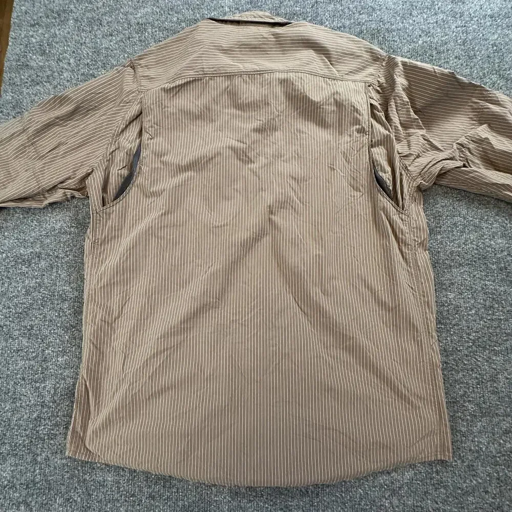 The North Face Mens Striped Nylon Long Sleeve Hiking Shirt Brown Large AJDY